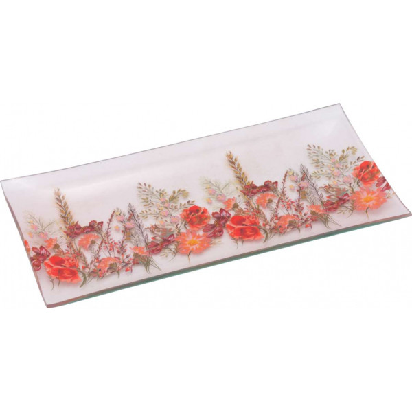 Tablett - Tray -  Glasplatte Blumen