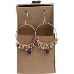 Earring Bridget, gold plated with multi chalcedony